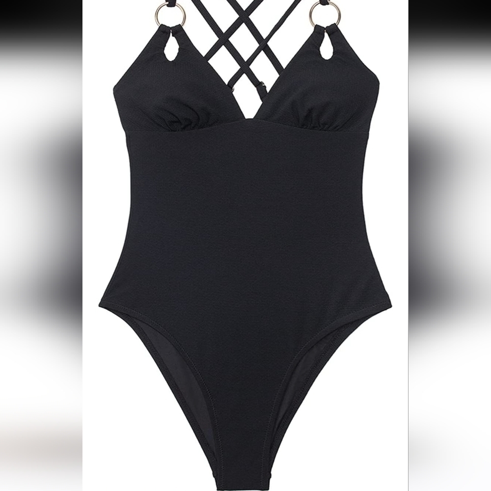 New! Classic black swimsuit Size small. Beach swim pool lake vacation minimalist - Picture 3 of 10